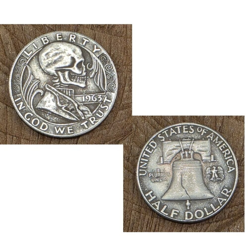 1963 Skeleton Franklin Fifty Cent Piece Novelty Coin 50 Cent Piece READ BELOW
